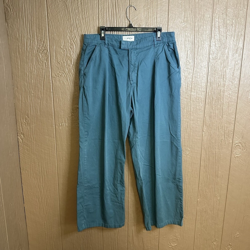 FatFace Wide Leg Trouser Pants Teal Sz 12 Relaxed Fit Streetwear Career Wear